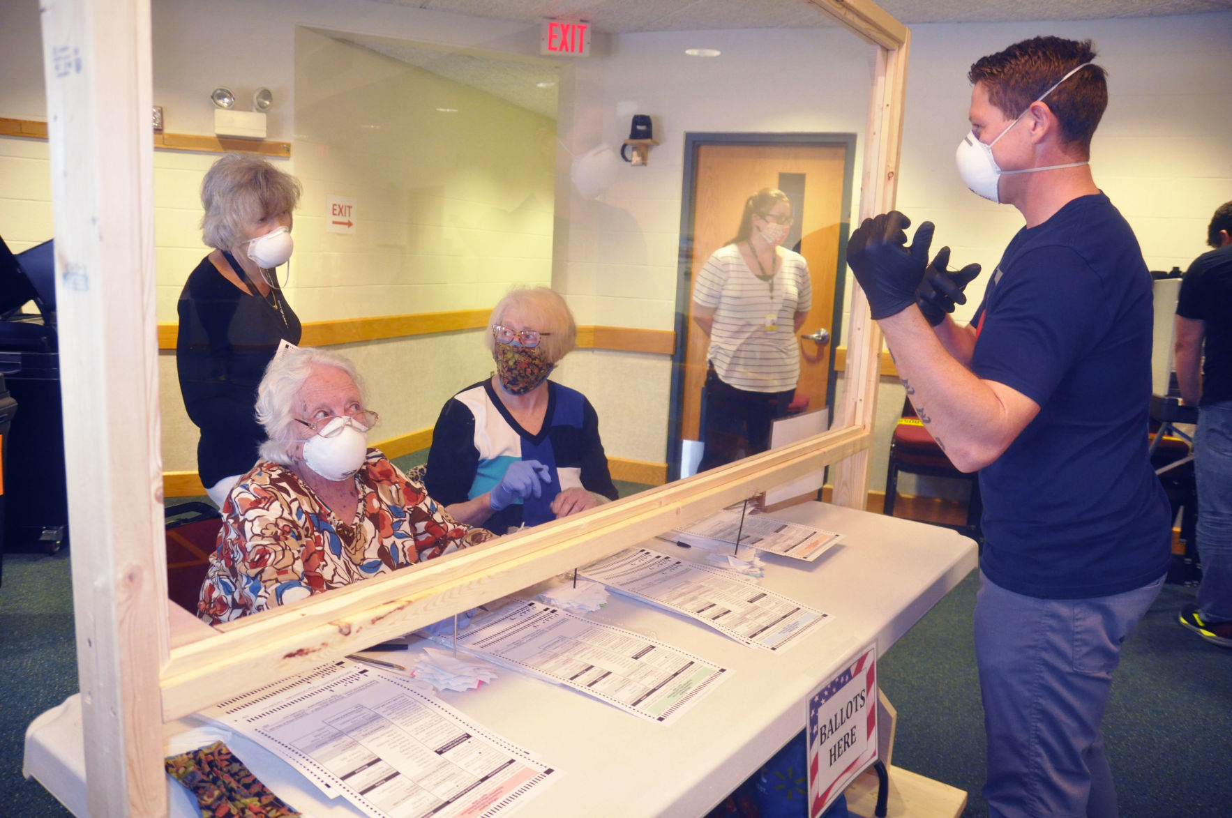 Window panes separate voters from workers